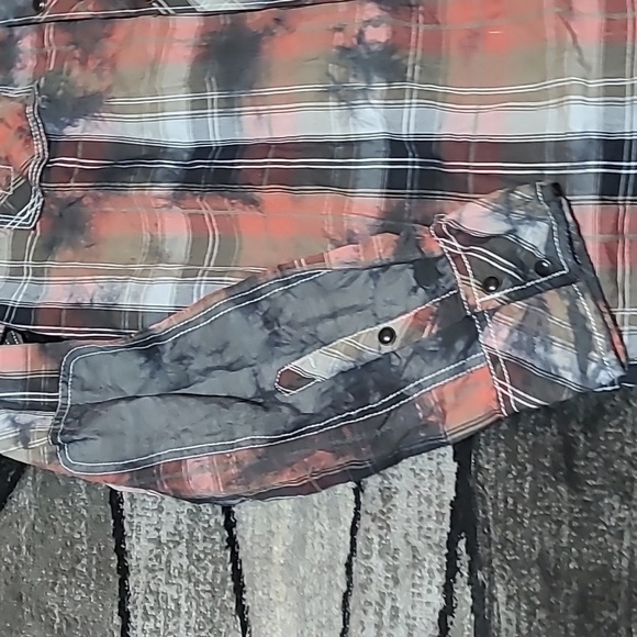 VINTAGE BKE 1967 STANDARD-FIT PLAID ACID-WASH SNAP-BUTTON LONG-SLEEVE SH… - Picture 4 of 10